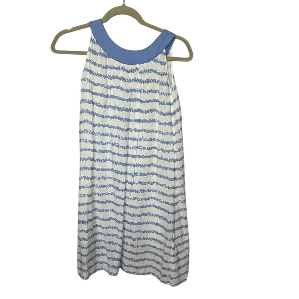 Maggie Breen Girls Size 10 Blue Striped Sleeveless Below Knee-Length Dress